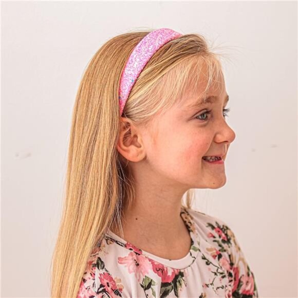 Girl glitter headband pink iridescent non slip kids hair accessory cute fit girl - Picture 2 of 7
